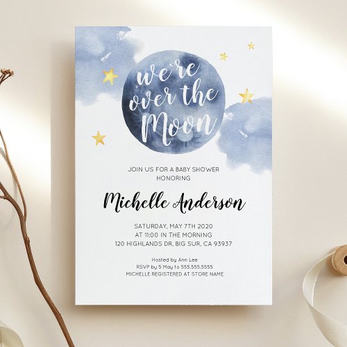 Were over the Moon Baby Shower Invitation