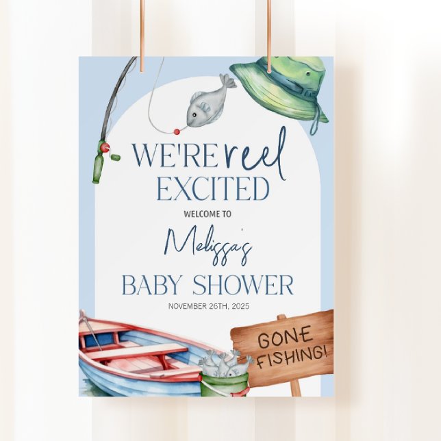 We’re Reel Excited, fishing-themed baby shower  Foam Board (Creator Uploaded)