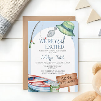 We’re Reel Excited, fishing-themed baby shower  Invitation