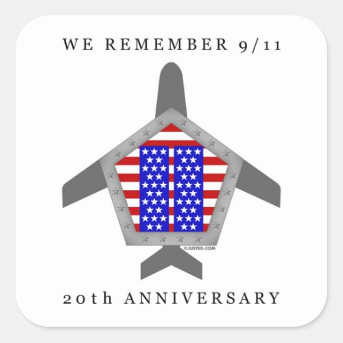 We Remember 911 20th Anniversary Square Sticker
