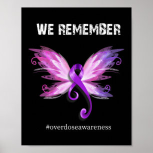 We Remember Overdose Awareness Day Purple Ribbon Poster