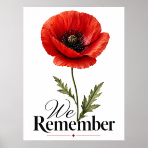 We Remember – Red Poppy Memorial Day Tribute Poster