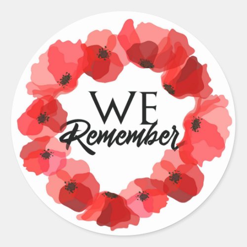 We Remember Remembrance Day Classic Round Sticker
