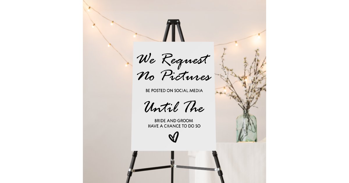 Request Signs We Request No Pictures Wedding Pedestal Sign | Zazzle