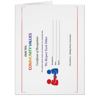 We Respect Each Other Certificate Award Cards