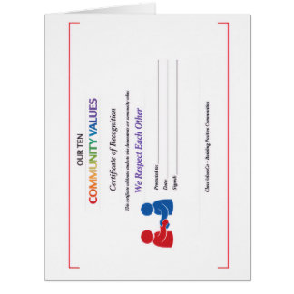 We Respect Each Other Certificate Award Cards