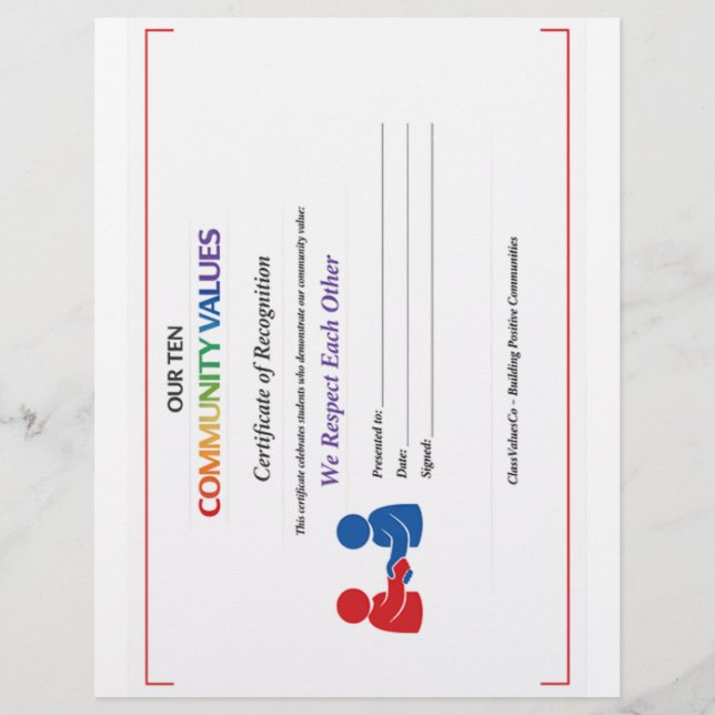 We Respect Each Other Certificate Letterhead (Front)
