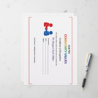 We Respect Each Other Certificate Stationery Paper