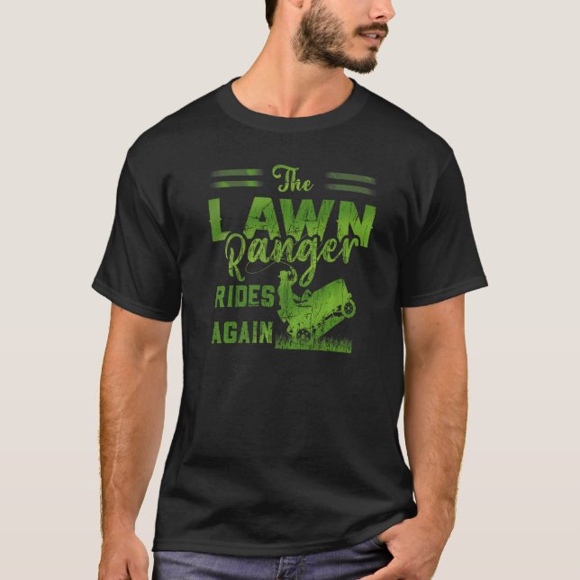 We Ride At Dawn Dad Lawn Mower Make Laugh Day Yard T-Shirt (Front)