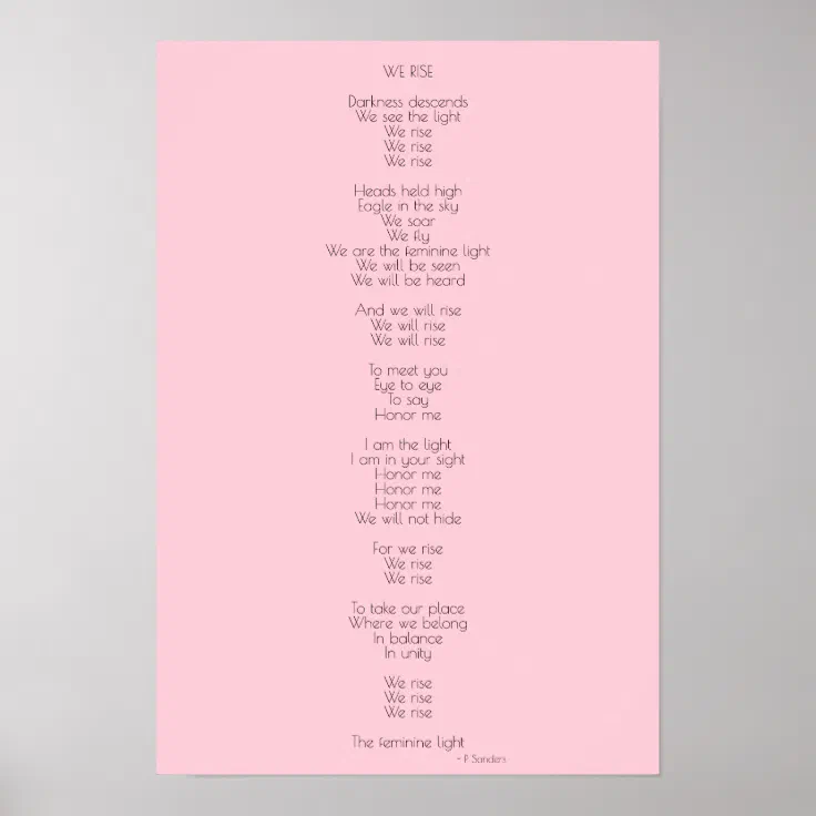 We Rise Poem Poster | Zazzle