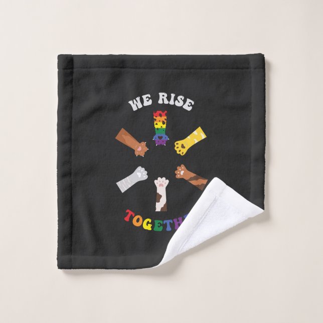 We Rise Together | Paw Print | Diversity | Unity Bath Towel Set (Wash Cloth)