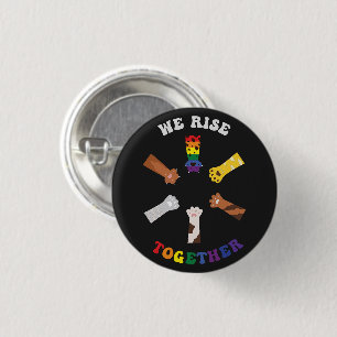 We Rise Together Paw Print Diversity Unity Button