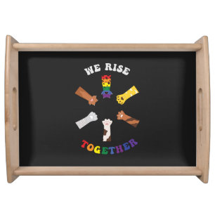 We Rise Together   Paw Print   Diversity   Unity Serving Tray