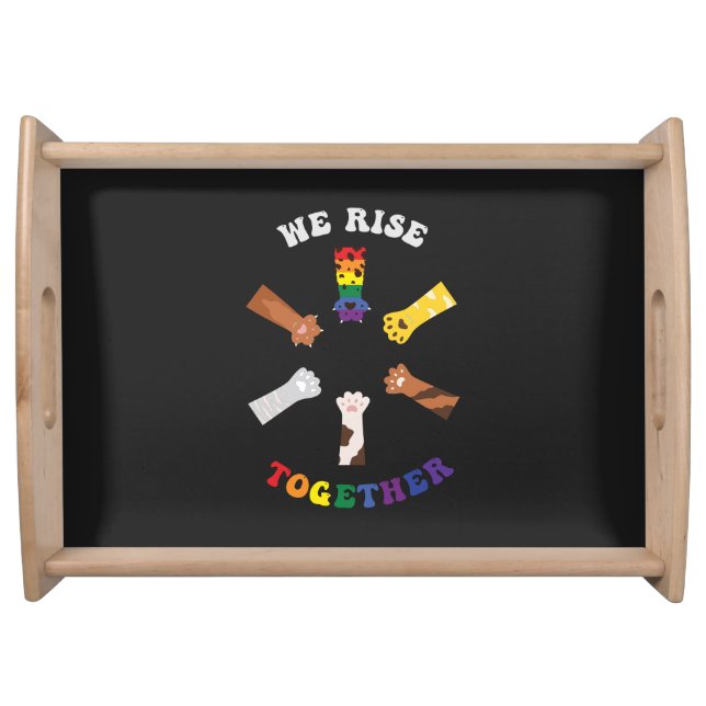 We Rise Together | Paw Print | Diversity | Unity Serving Tray (Front)