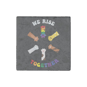 We Rise Together Paw Print Diversity Unity Stone Magnet