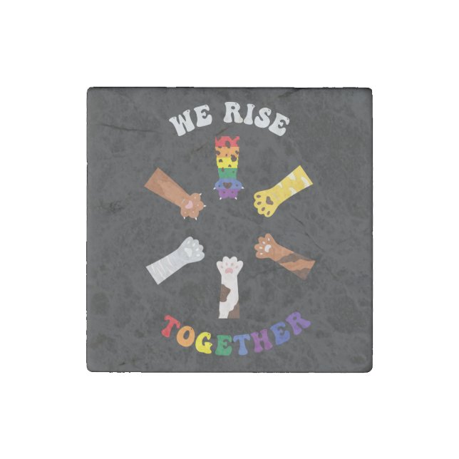 We Rise Together | Paw Print | Diversity | Unity Stone Magnet (Front)