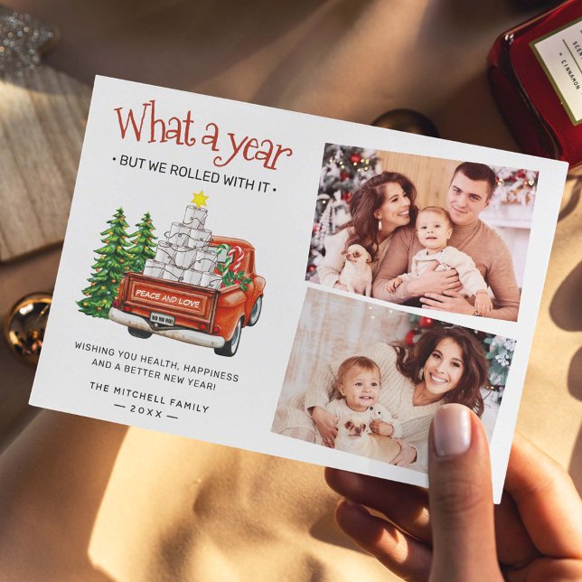 We Rolled With it 2 Photo Greetings Holiday Card (Creator Uploaded)