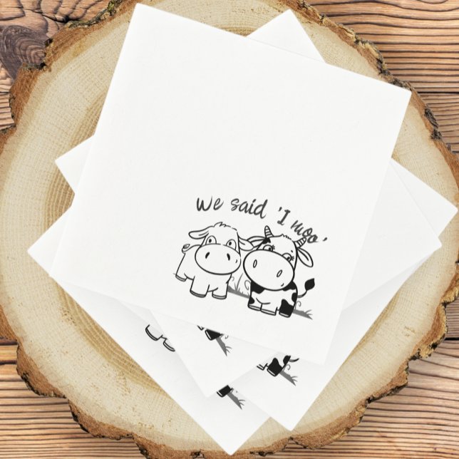 We Said I Moo Wedding Napkins (We Said I Moo Wedding Napkins from Ricaso. Whimsical fun wedding, cow couple. country wedding ideas)