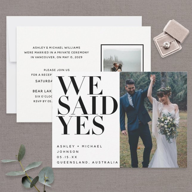 WE SAID YES | 2 Photo Wedding Reception Only Invitation (Creator Uploaded)