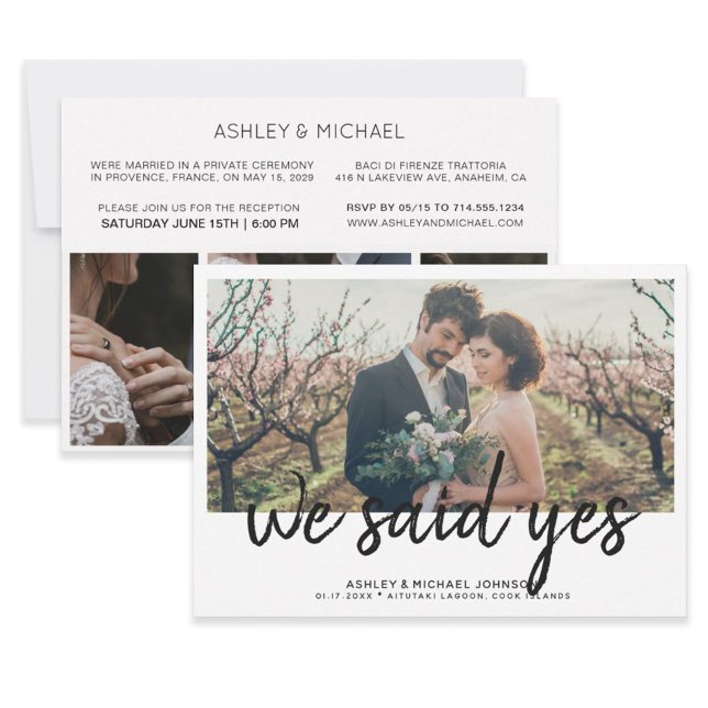 WE SAID YES | Elopement 4 Photo Reception Only Invitation (Creator Uploaded)