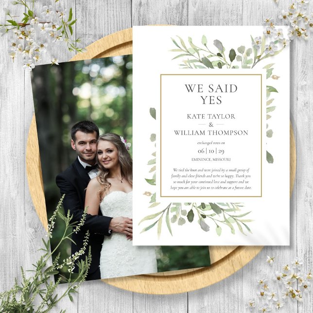 We Said Yes Elopement Wedding Announcement (We Said Yes Elopement Wedding Announcement)