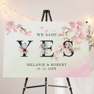 We Said Yes, Floral Letters Pink Cherry Blossom Foam Board