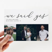 We Said Yes Modern Script Wedding Multi Photo Announcement