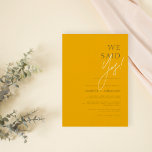 We Said Yes Mustard & Dark Grey Minimalist Wedding Invitation<br><div class="desc">This wedding invite features formal serif typography with casual lettering in white. The event information is in dark grey against a mustard yellow background. The reverse features a chic white diamond pattern. A simple and modern wedding announcement, perfect for contemporary, industrial, or bohemian ceremonies. Easily change the colors and edit...</div>