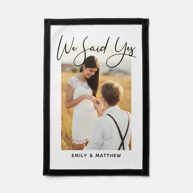We Said Yes Personalized Photo Engagement Wedding Pennant (Front)