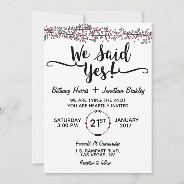 We Said Yes! Wedding Invitation (Front)