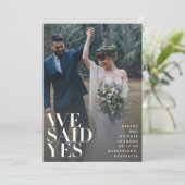 WE SAID YES | White Overlay Reception Only 2 Photo Invitation (Standing Front)