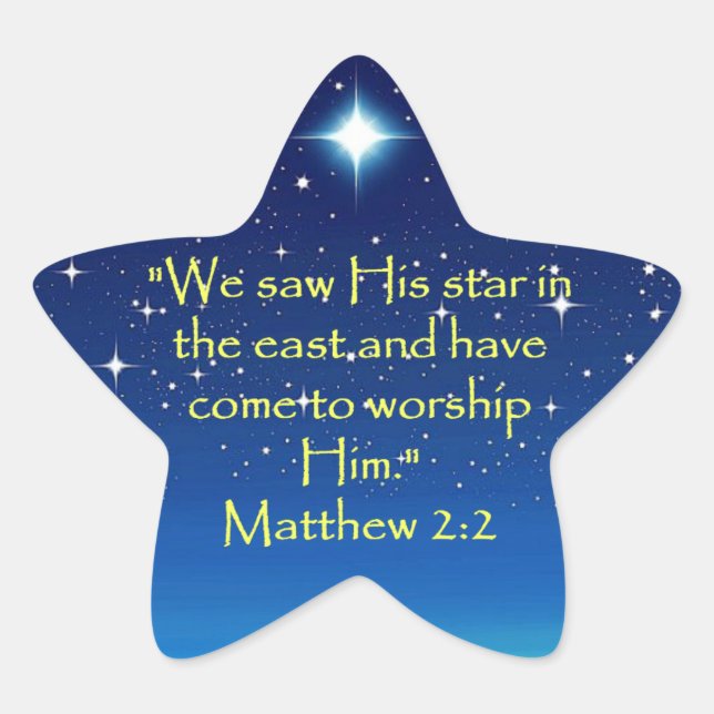We Saw His Star Scripture Christmas Star Sticker (Front)