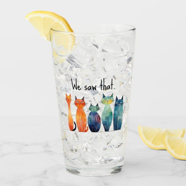 We Saw That Whimsical Staring Cats Kittens Glass (Front Ice)