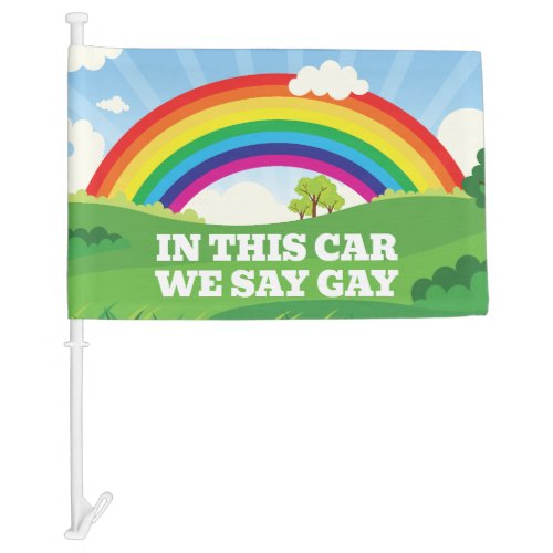 We Say Gay Pride Month Cute Rainbow Car Flag