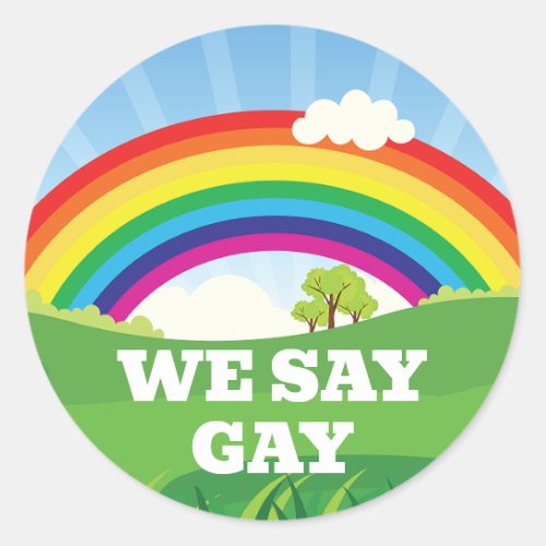 We Say Gay Pride Month Cute Rainbow Classic Round Sticker