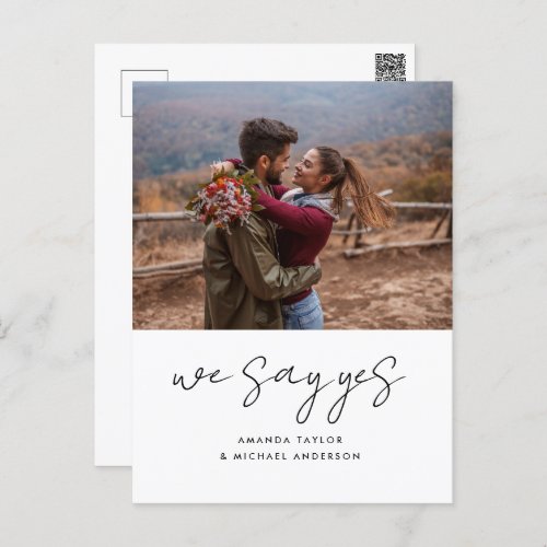 We Say Yes Modern Simple Engagement Announcement Postcard