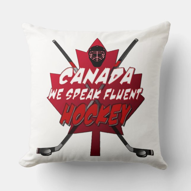We Speak Fluent Hockey Canada Humor Pillow (Front)