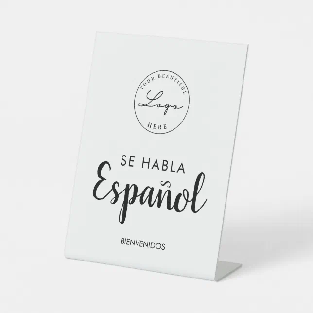 We speak Spanish se habla Español business Pedestal Sign | Zazzle