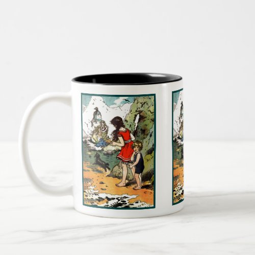 We Spy Two Mermaids on the Rocks Two_Tone Coffee Mug