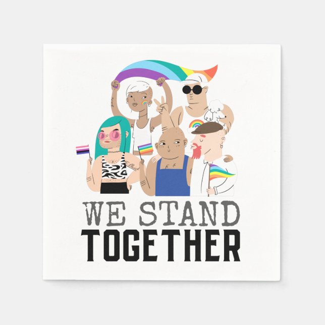 We Stand Together LGBT Pride People Illustration  Napkins (Front)