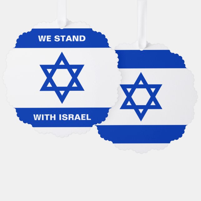 We stand with Israel custom text Israel flag Ornament Card (Front/Back)