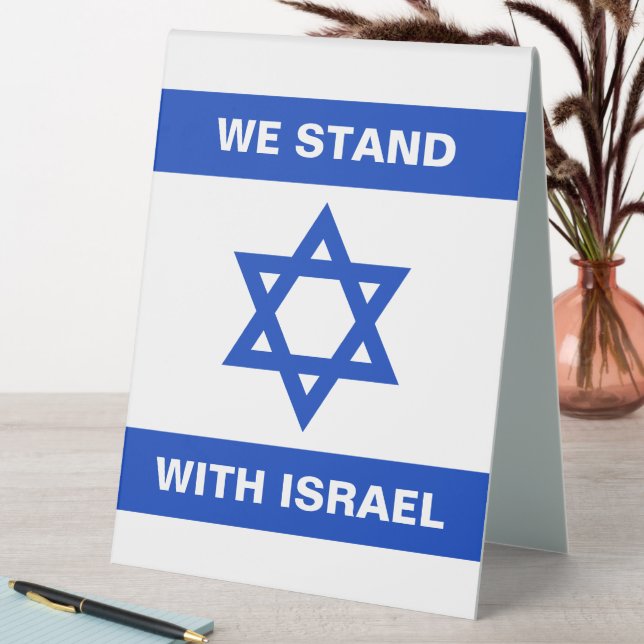 We stand with Israel custom text Israel Flag Table Tent (In SItu (Table))
