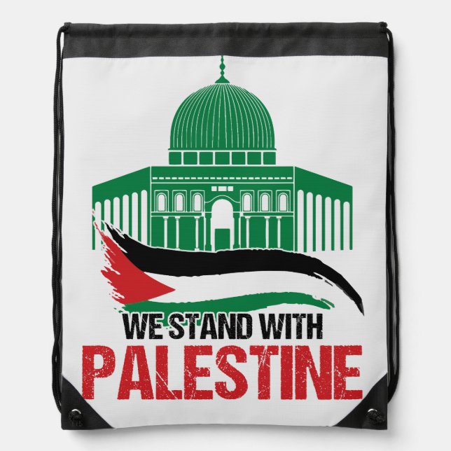 We Stand with Palestine Drawstring Bag (Front)