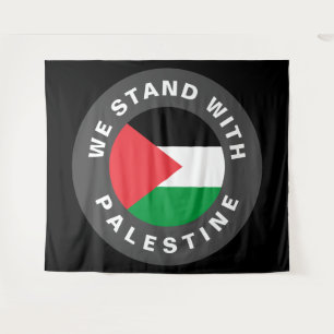 We Stand with Palestine flag and custom text black Tapestry