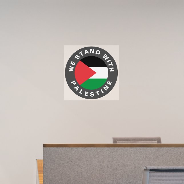 We Stand with Palestine flag with custom text Wall Decal (Office)