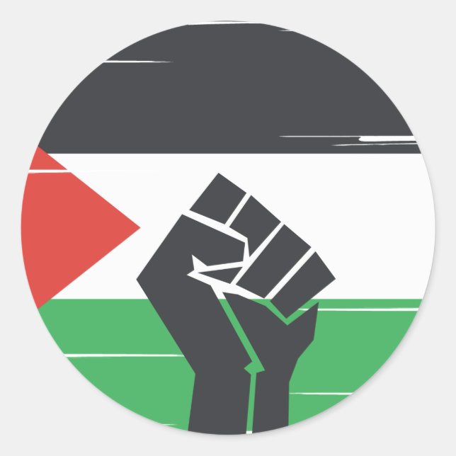 We Stand with Palestine, Palestine Flag  Classic Round Sticker (Front)