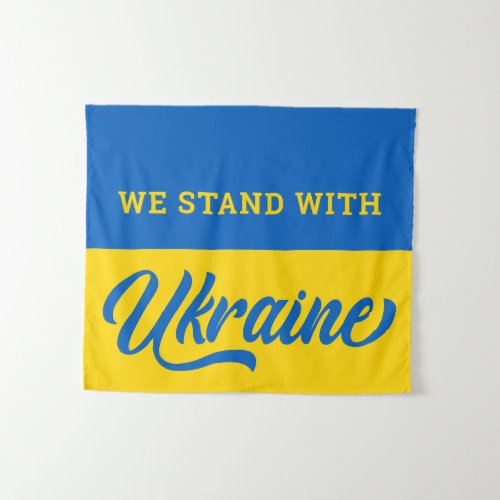 We Stand With Ukraine Blue Gold Ukrainian Flag Tapestry