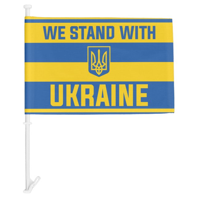 We Stand With Ukraine Car Flag (Front)