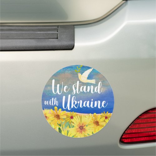 WE STAND WITH UKRAINE CAR MAGNET