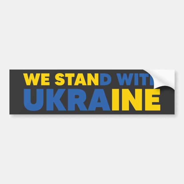 We Stand With Ukraine Flag Colors Yellow Blue Bumper Sticker (Front)